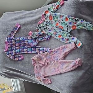 Bundle of 3 Baby Girl Zipper Footie Jammies